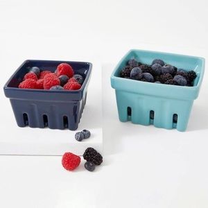 Ceramic Berry Bowls Katie Kime Kitchen Navy Blue Turquoise Set of 2 Small Large